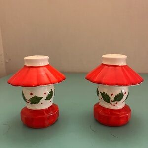 INARCO Japan Holly Berry Christmas Lantern Salt & Pepper Shakers